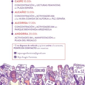 Cartel de la caravana de bajo Aragón, zonas rurales, en cuyas convocatorias hacían caravanas para acudir a las protestas.