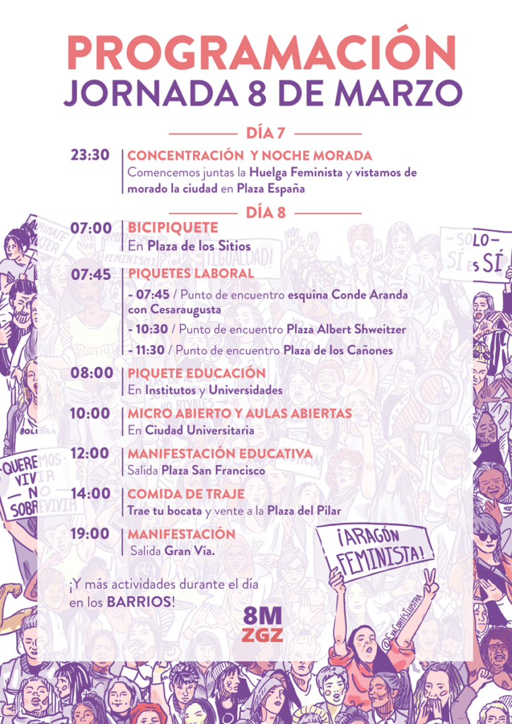 Programación diseñada por Eva Cortés para el 8M 2019 de Zaragoza