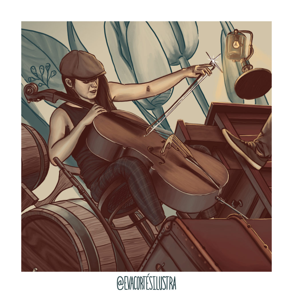 Ilustración dibujada para el primer disco Disco folkie de Muro Kvartet